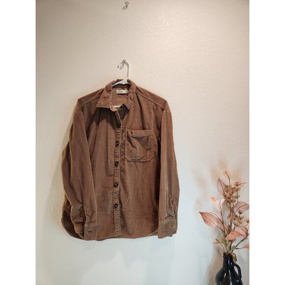 Hollister Men's Corduroy‎ Shirt XS Brown Button-Up Casual Long Sleeve New - Picture 1 of 5